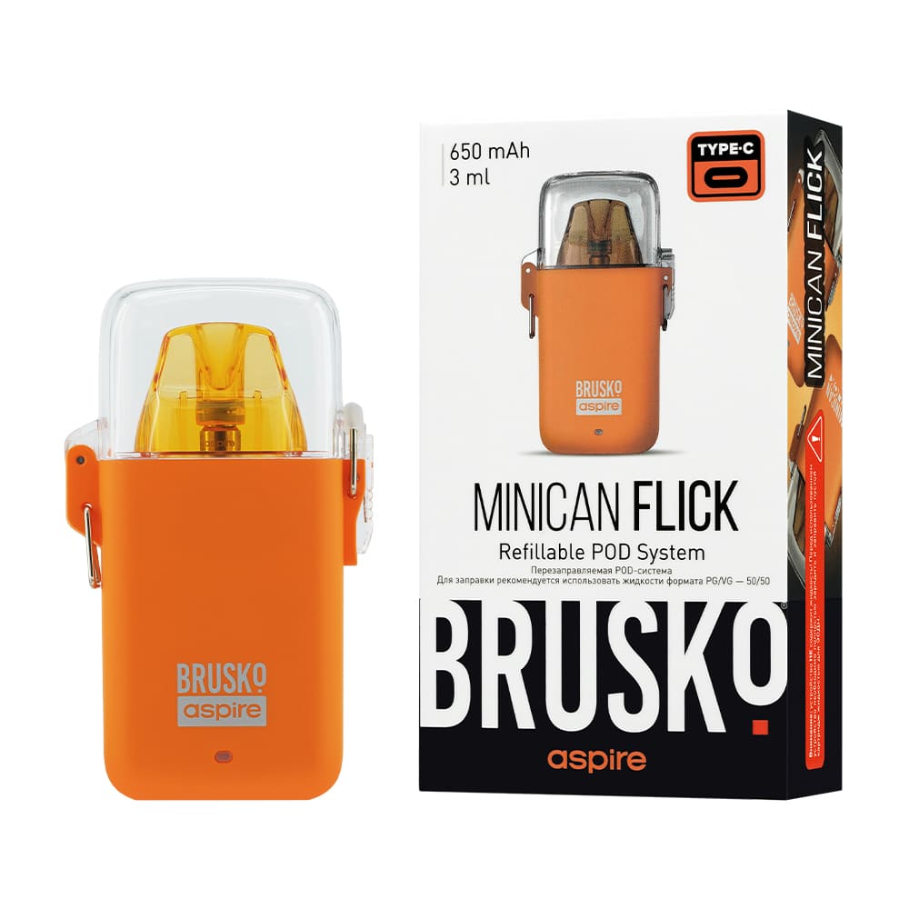 Brusko Minican Flick Pod 650mAh (Оранжевый) Brusko Minican Flick Pod 650mAh (Оранжевый)