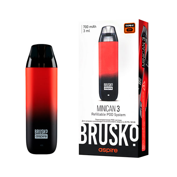 Brusko Minican 3 Pod 700mAh (Чёрно-красный градиент) Brusko Minican 3 Pod 700mAh (Чёрно-красный градиент)