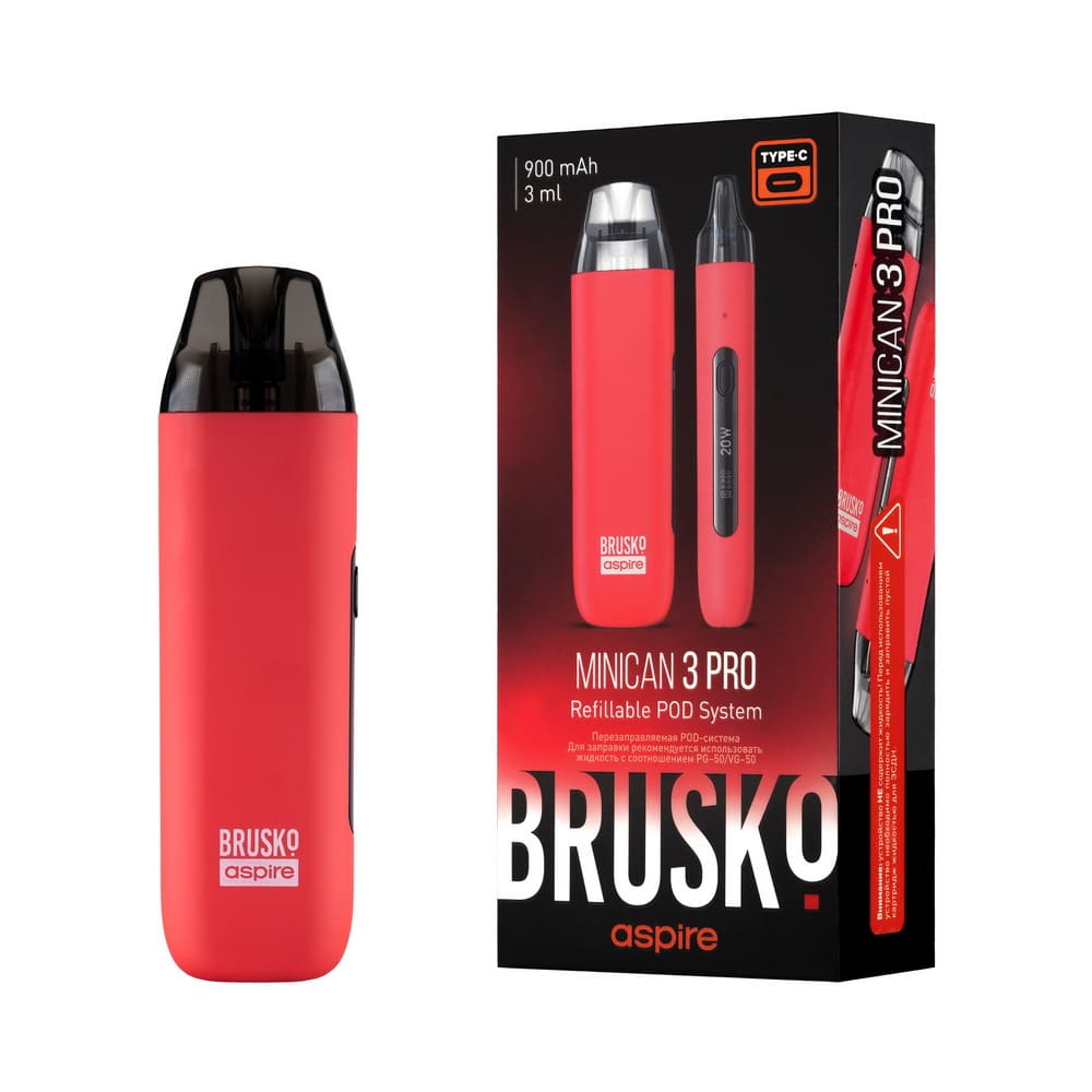 Brusko Minican 3 Pro Pod 900mAh (Красный) Brusko Minican 3 Pro Pod 900mAh (Красный)