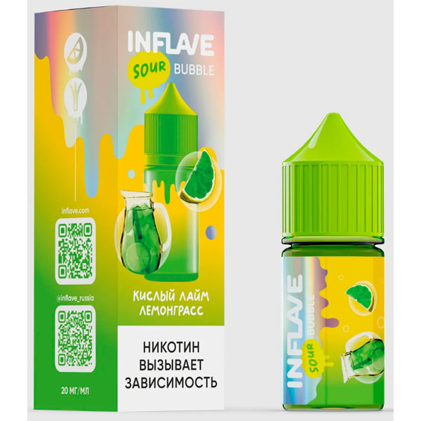 Жидкость INFLAVE BUBBLE Salt - Кислый Лайм Лемонграсс 30мл (20mg) Жидкость INFLAVE BUBBLE Salt - Кислый Лайм Лемонграсс 30мл (20mg)