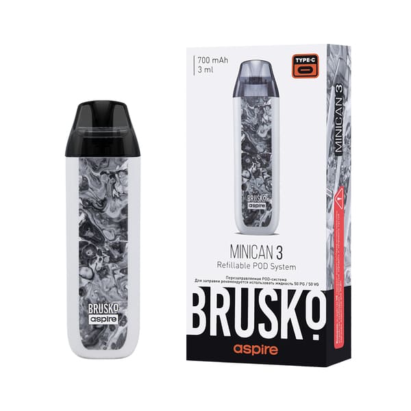 Brusko Minican 3 Pod 700mAh (Серо-белый Флюид) Brusko Minican 3 Pod 700mAh (Серо-белый Флюид)