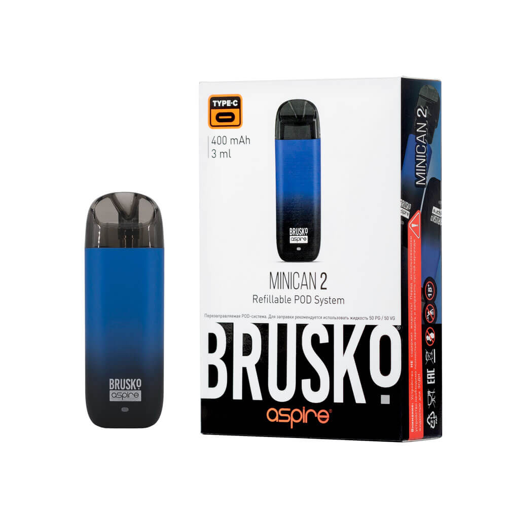 Brusko Minican 2 Pod 400mAh (Чёрно-синий градиент) Brusko Minican 2 Pod 400mAh (Чёрно-синий градиент)