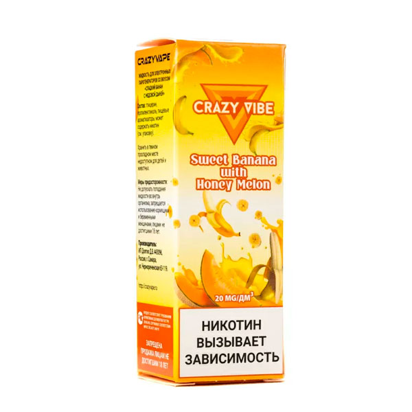 Жидкость Crazy Vibe Salt - Сладкий банан с медовой дыней 30мл (20 Strong) Жидкость Crazy Vibe Salt - Сладкий банан с медовой дыней 30мл (20 Strong)