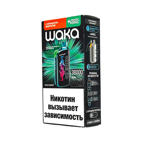 Одноразовая ЭС WAKA FT 38000 - Энергетик + лимон микс (20 Hard) Одноразовая ЭС WAKA FT 38000 - Энергетик + лимон микс (20 Hard)