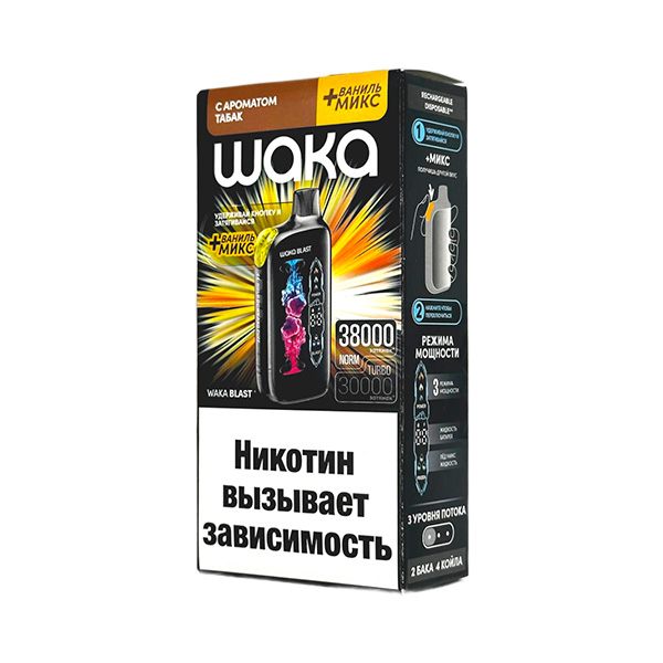 Одноразовая ЭС WAKA FT 38000 - Табак + ваниль микс (20 Hard) Одноразовая ЭС WAKA FT 38000 - Табак + ваниль микс (20 Hard)