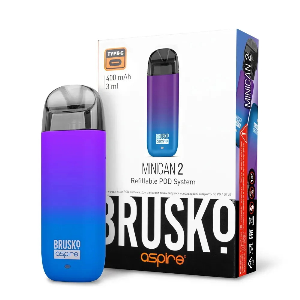 Brusko Minican 2 Pod 400mAh (Cине-фиолетовый градиент) Brusko Minican 2 Pod 400mAh (Cине-фиолетовый градиент)