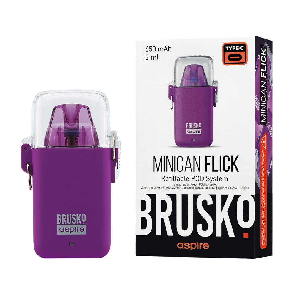 Brusko Minican Flick Pod 650mAh (Фиолетовый) Brusko Minican Flick Pod 650mAh (Фиолетовый)