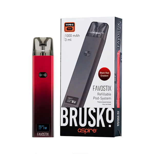 Brusko Favostix Pod 1000mAh (Чёрно-красный градиент) Brusko Favostix Pod 1000mAh (Чёрно-красный градиент)