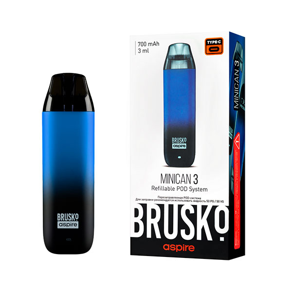 Brusko Minican 3 Pod 700mAh (Черно-синий градиент) Brusko Minican 3 Pod 700mAh (Черно-синий градиент)