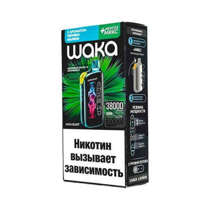Одноразовая ЭС WAKA FT 38000 - Черника малина + ментол микс (20 Hard)