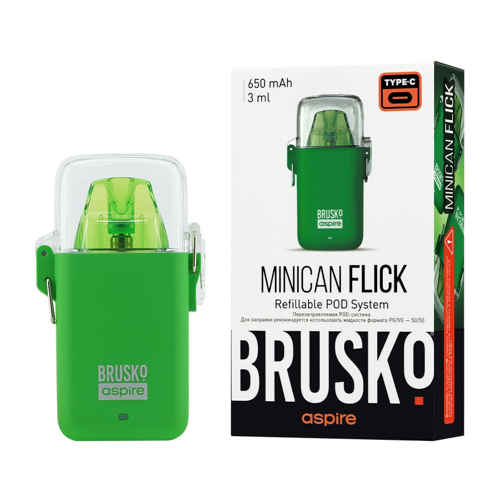 Brusko Minican Flick Pod 650mAh (Зеленый) Brusko Minican Flick Pod 650mAh (Зеленый)