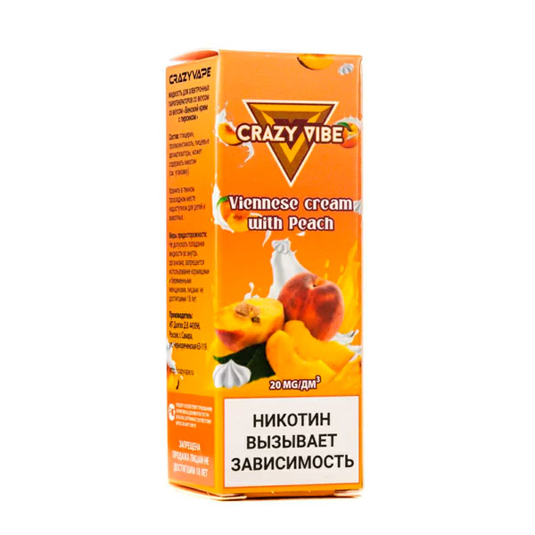 Жидкость Crazy Vibe Salt - Венский крем с персиком 30мл (20 Strong) Жидкость Crazy Vibe Salt - Венский крем с персиком 30мл (20 Strong)