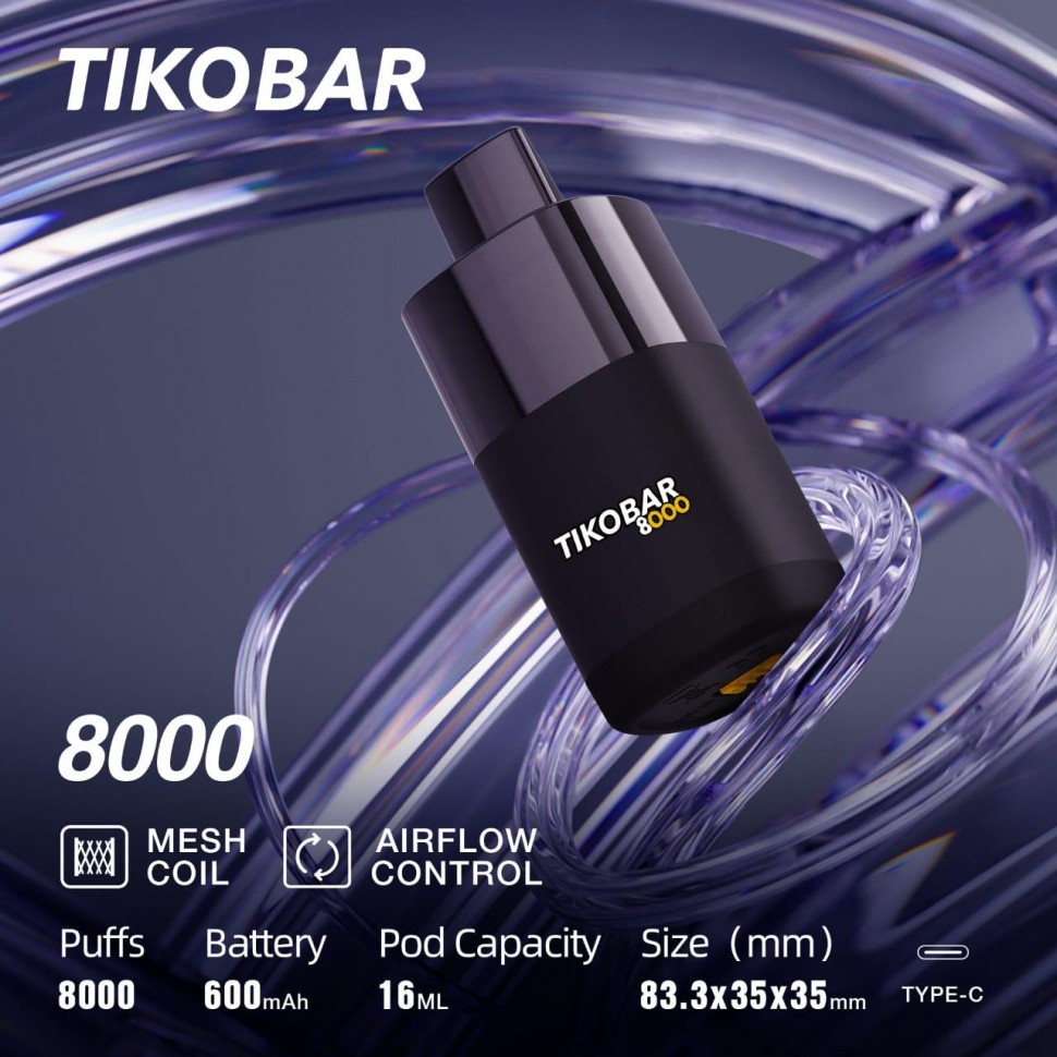 Одноразовая ЭС TIKOBAR 8000 - Черника малина (M) Одноразовая ЭС TIKOBAR 8000 - Черника малина (M)